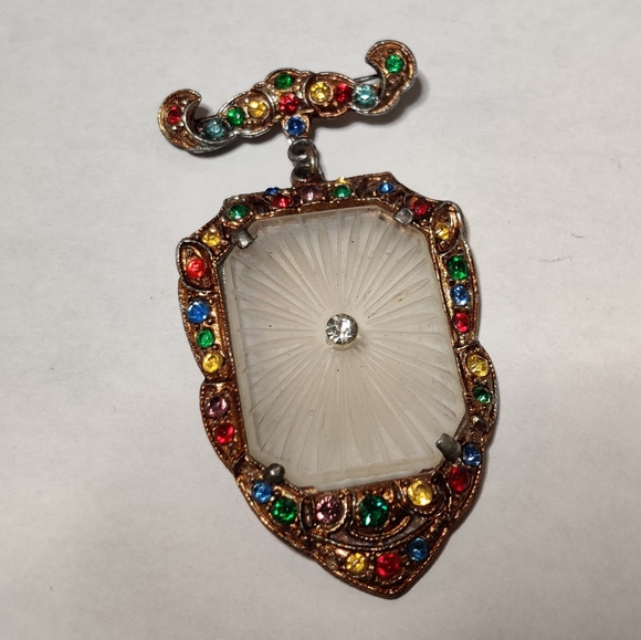 Rare Singer & Kantor Art Deco Camphor Glass Fob brooch - Picture 8 of 16